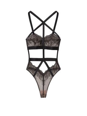 Victoria’s Secret Black cutout Lace unlined One-Piece Lingerie Bodysuit Size XS